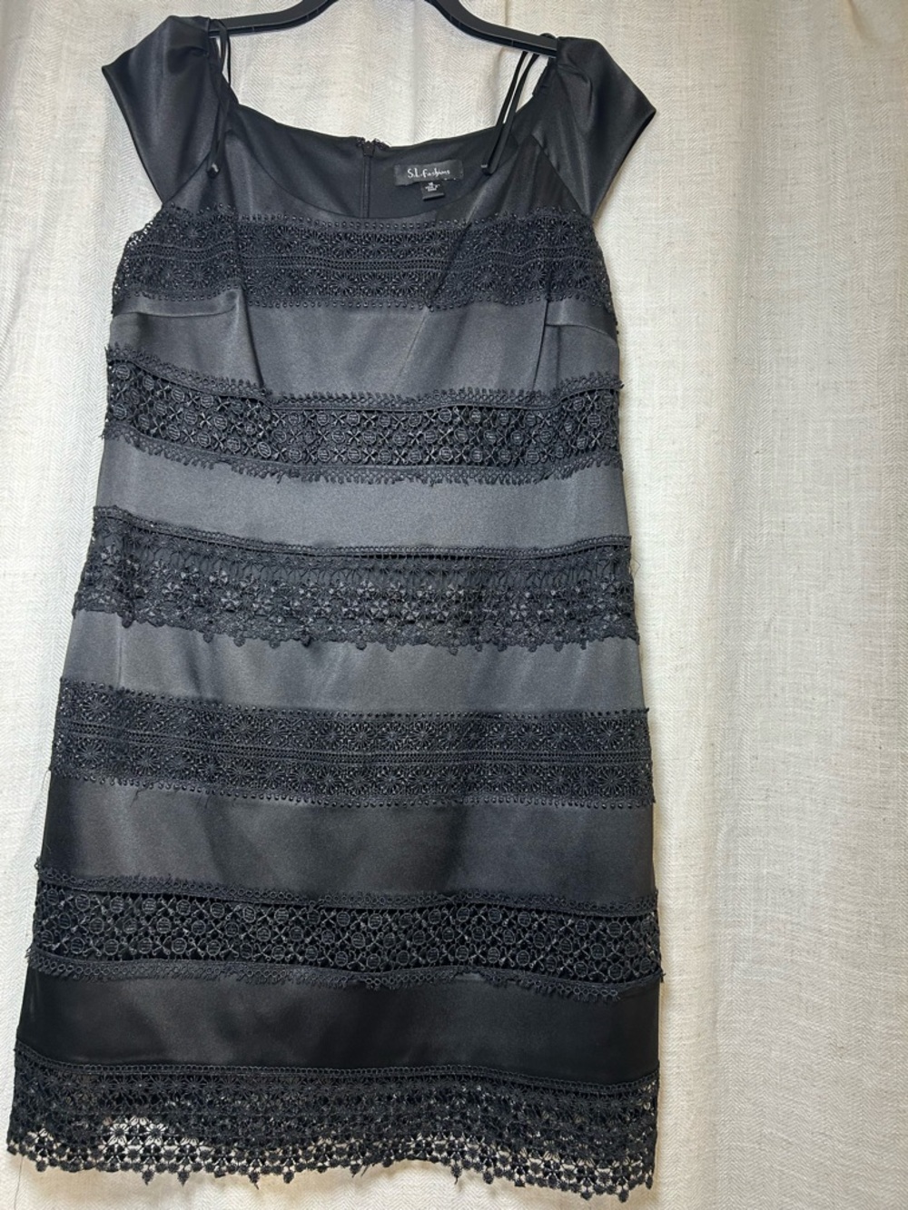 S.L. Fashions Black Lace-Panel Mini Dress